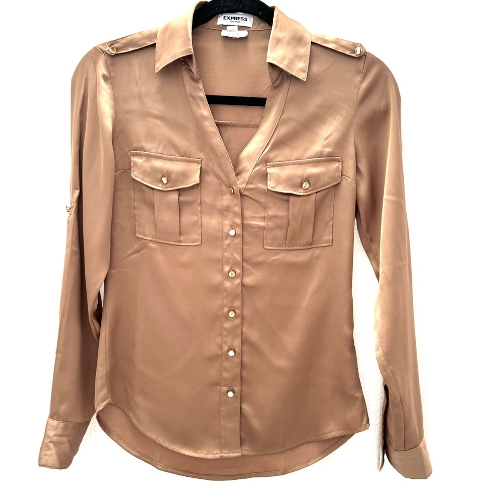 Express Satin Slim Fit Portofino Shirt Size XXS